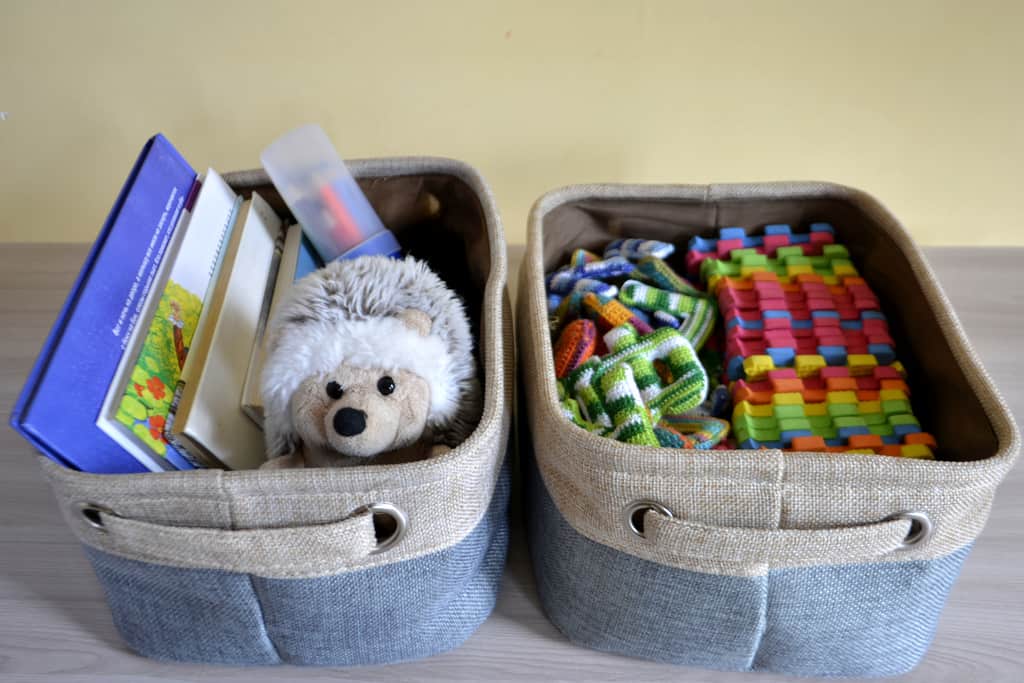 sorted toys in basket
