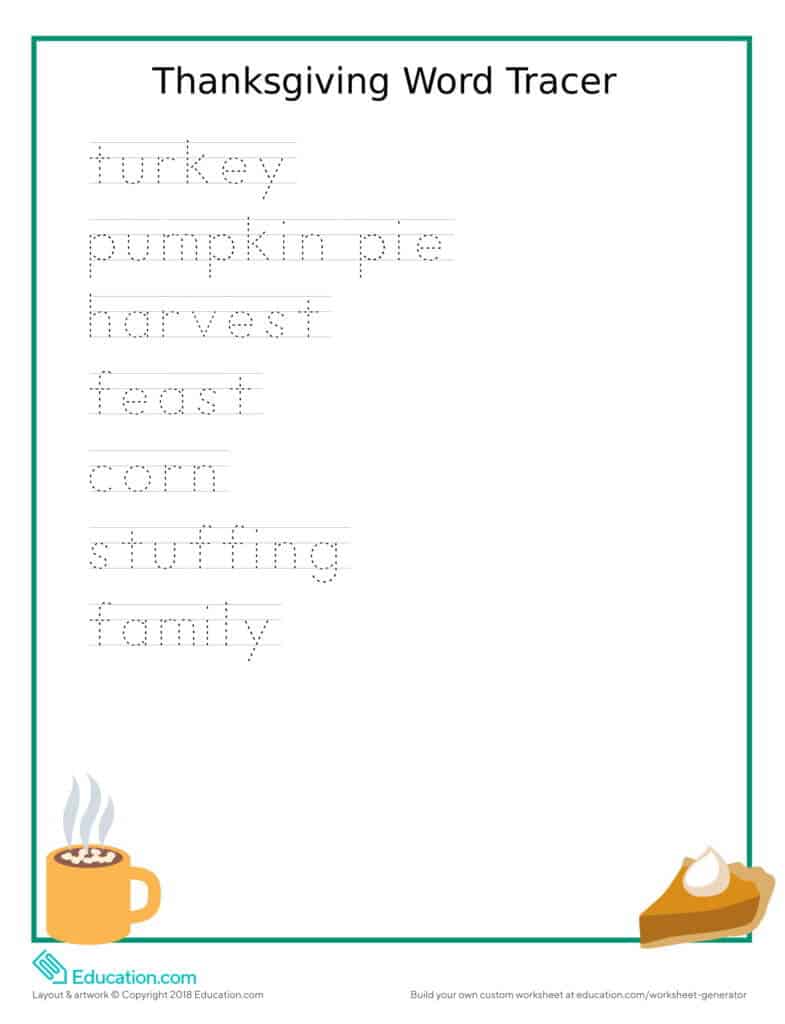 thanksgiving worksheet