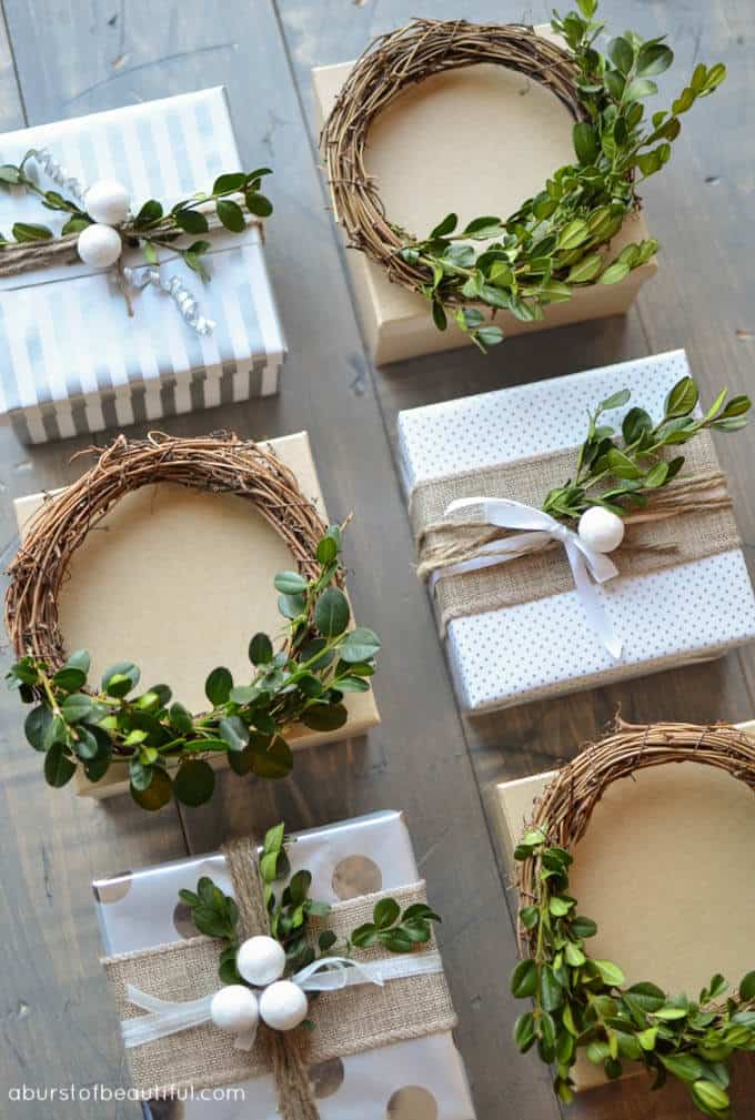 boxwood wreath gift topper ideas