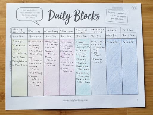 daily block schedule routine